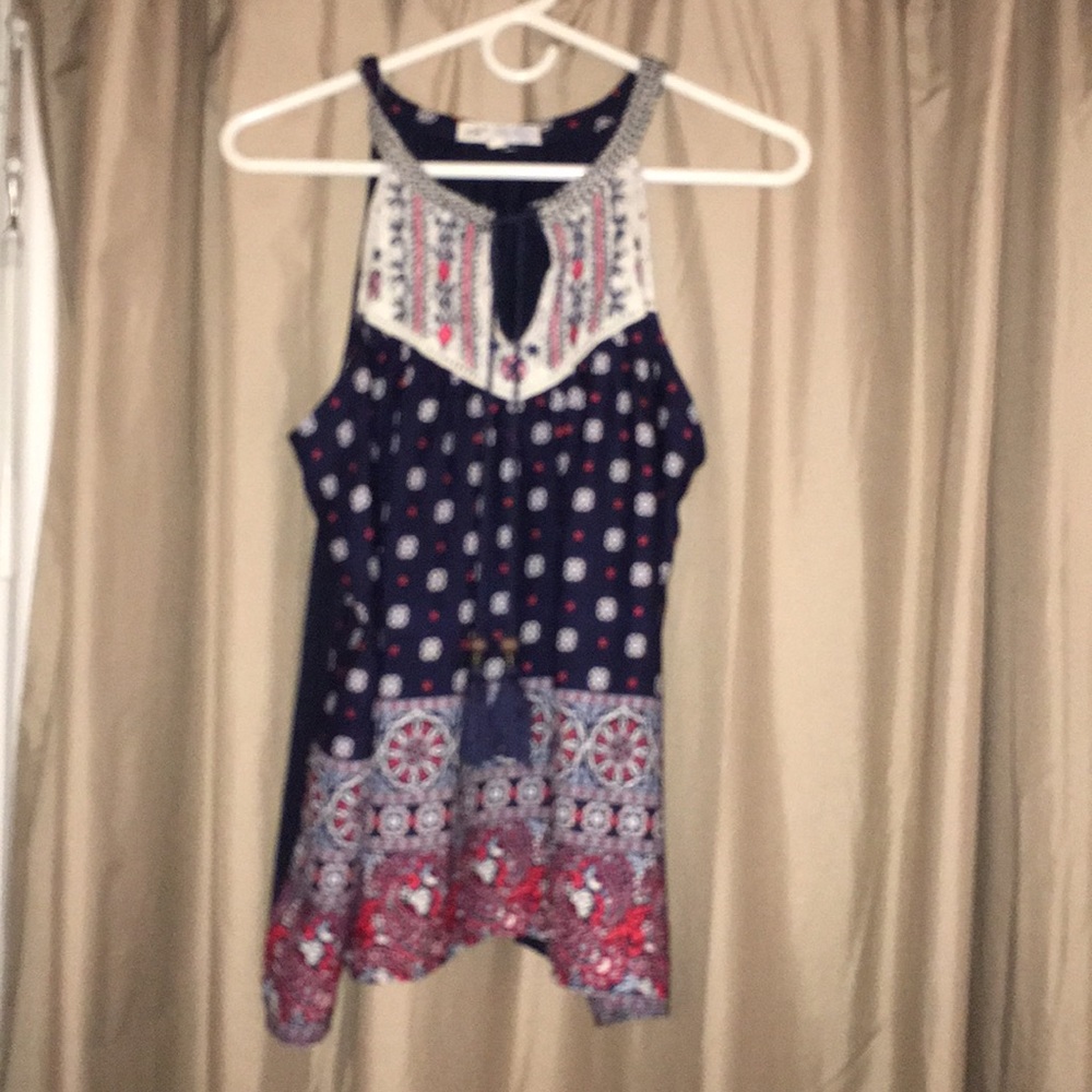 Tank top mixed media peasant